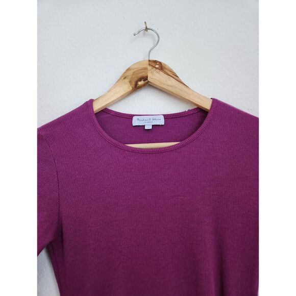 Michael Stars Fuchsia Long Sleeve Ruched Bodycon Dress | Size S - Picture 4 of 9